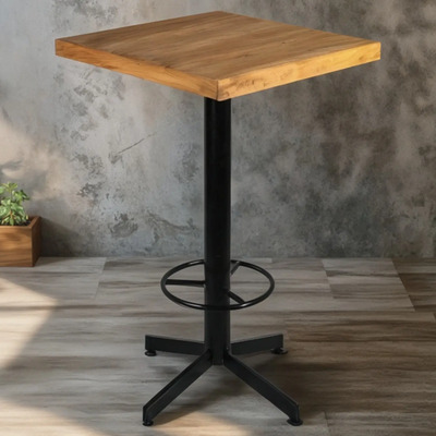 Mesa Alta Para Barra Restaurante Bar Cafetería Periquera Marrón Claro Negro
