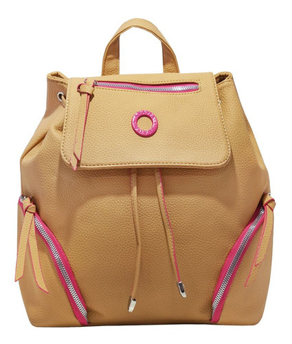 Mochila Amayra Color Camel Diseño Simil Cuero