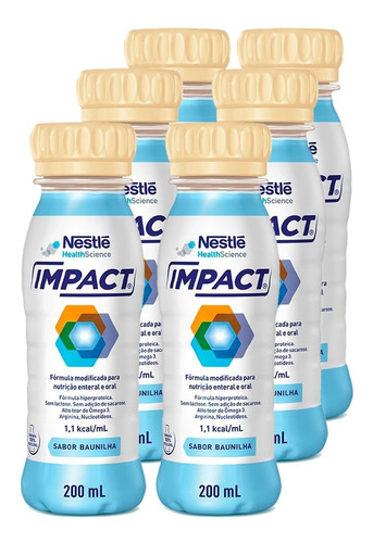 Impact Nestle 200ml - Baunilha - Kit Com 6 Unidades