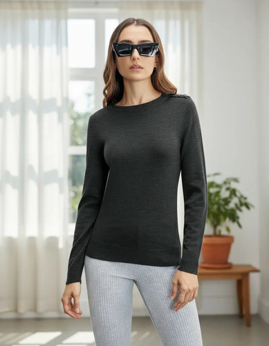 Sweater Dama Básico Cerrado Cuello Redondo Sao Paulo- 143100