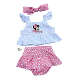 Conjunto Minnie Bebe Menina Luxo Minie 3 Peças