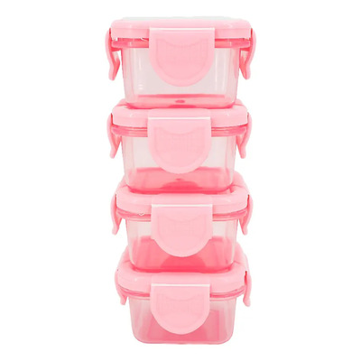 Paquete 4 Recipientes de Almacenamiento Tuppers Mini Herméticos Contenedores para Semillas y Snacks Color Rosa Fasilyt | MercadoLibre