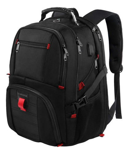 Mochila De Viaje Para Hombre, Extra Grande Mochila Para Laptop 17 Pulgadas, Impermeable Y Antirrobo, Aprobado Por Avión 10kg, Mochila Con Usb Puerto