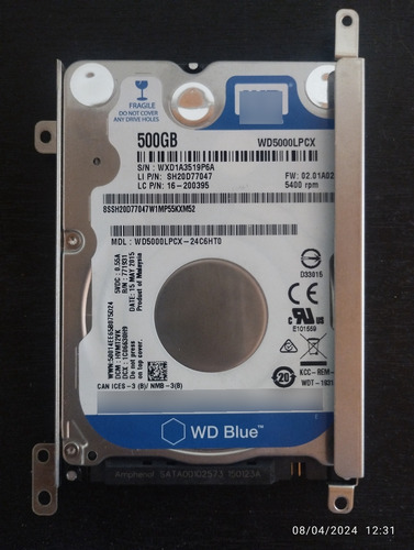 Disco Duro 500gb Wd Scorpio Blue 