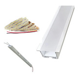 Kit Perfil 40mm De Embutir 2mts Branco + Fita 240led + Fonte