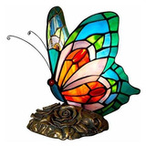 Lampara De Mesa Diseño De Mariposa De Cristal Multicolor