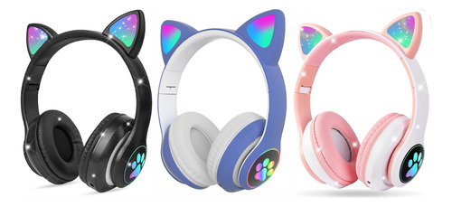 Fone De Ouvido Bluetooth Gato Gatinha Com Led Criança Adulto