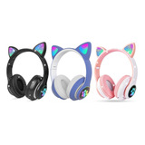 Fone De Ouvido Bluetooth Gato Gatinha Com Led Criança Adulto