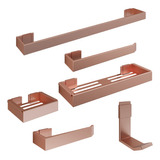 Kit 6 Suportes Suspenso Banheiro Lavabo Parede Rose Gold