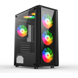 Gabinete Gamer Liketec Sigma Preto Com 4 Fans Led Rgb Usb 3