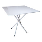 Mesa 80cm Quadrado Jantar Base Italy Apoio Aço Metal Np