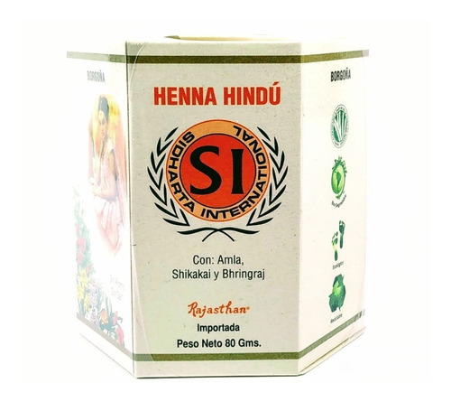 Henna Hindú Tinte Natural Borgoña 80gr - g a $324