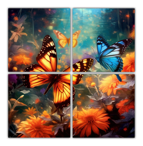 40x40cm Cuadros Decorativos Con Mariposas Lineales En Un Esc