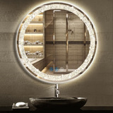~? Dididada Crystal Round Baño Vanity Mirror Con Luces 3 Col