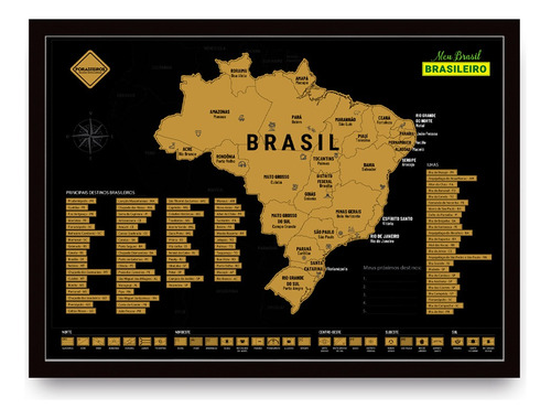 Mapa Do Brasil De Raspar Com Moldura O Maior Da Categoria
