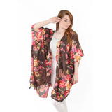 Chaleco Mujer Kimono Largo Estampado Grande Spiga 31 #k19855