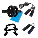 Kit Entrenamiento Rueda Abs + Soga + Manijas + Hand Grip