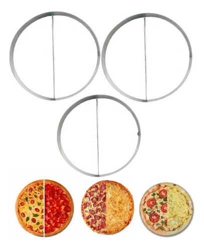 3 Aro Separador Sabores Pizza Esfiha Bolo 2 Divisórias 30cm