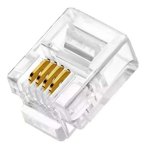 Kit 10 Plug Conector Rj11 Cat3 4vias Banho De Ouro Cabo Rede