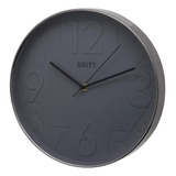 Reloj De Pared Unity, Clifton, Números En Relieve, Gris, Bar