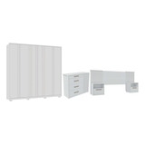 Conjunto Quarto De Casal Completo Fitch Branco Fosco