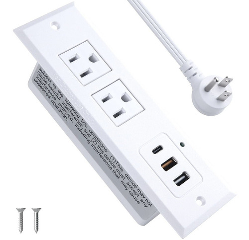 Junnuj - Regleta De Alimentación Empotrada Pd De 20 W Usb C,