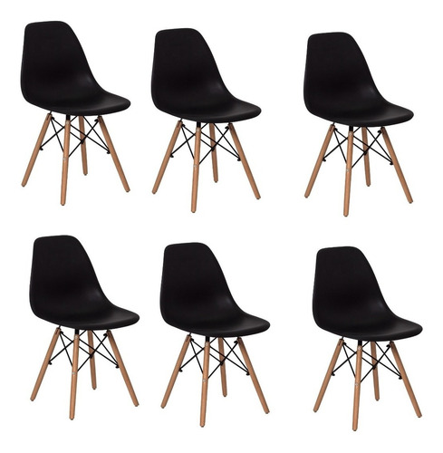Kit 6 Cadeiras Charles Eames Eiffel Pé Palito Allight