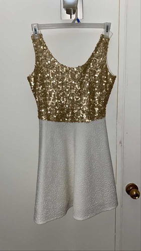 Vestido De Fiesta Dorado Y Blanco  Talla S