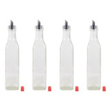 Set X 4 Botella Aceite / Vinagre Vidrio 1/4 Litro Con Pico 
