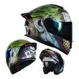 Casco Kov Dc Edicion Joker Abatible Gafas Luz Led Motos.shop