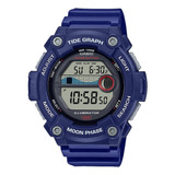 Reloj Deportivo Casio Moon Phase Métrico Ws 1300h 2av Azul Bisel Azul Marino Fondo Color Del Fondo