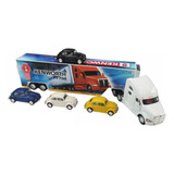 Tractomula Camión De Colección A Escala Kenworth + 4 Carros 