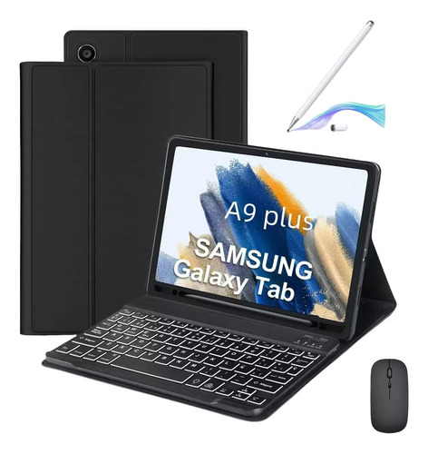 Funda Teclado Iluminado Mouse+lápiz Para Galaxy Tab A9 Plus 