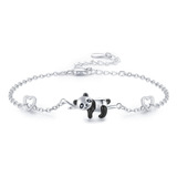 Pulsera De Plata 925 Panda Animales Novia Pareja Mujer