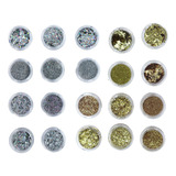 Kit 2x 10 Glitter Encapsulado Flocado Pedrarias Strass Unhas Cor 704-710