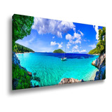 Tela Quadro Canvas Gigante Decorativo Praia Mar Azul 130x70 Cor Impressão Em Alta Resolução Cor Da Armação Tecido Canvas Bordas Infinitas