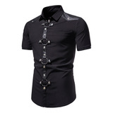 Camisa Formal Masculina De Manga Curta, Estilo Gótico