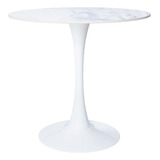 Mesa Saarinen Tulipa Redonda Mármore Artificial 80cm Branco