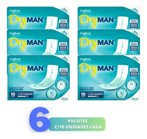Kit C/ 60und Dryman Absorvente Geriatrico Urinario Masculino