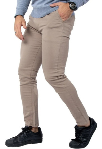 Pantalon De Vestir Corte Chino Hombre Elastizado Chupin