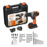 Kit Parafusadeira Impacto 20v 3/8 80 Acess. Bcd704c1ka B&d Cor Preto E Laranja 20