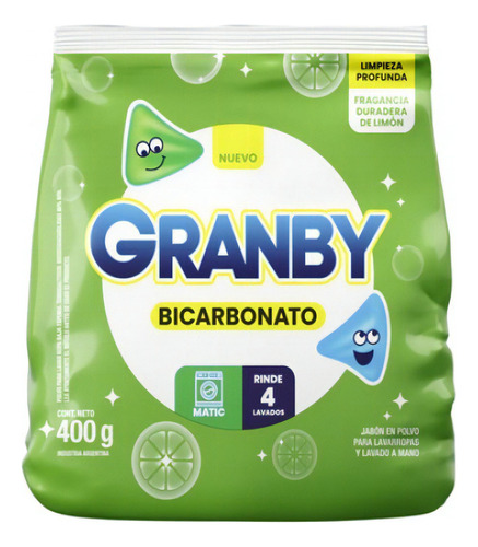 Detergente En Polvo Granby Bicarbonato 400grs Pack 6 Unid