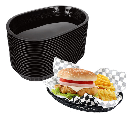 Certbuy Paquete De 24 Cestas De Comida Rapida De 10.5 X 7 Pu