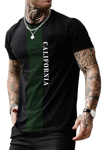 Playera Negra Para Hombres Mangas Corta Estampado Camisetas