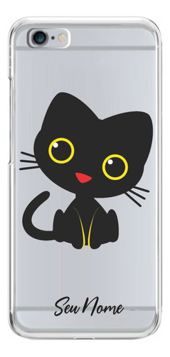 Capa Capinha Transparente Personalizada Gato Preto Fofo Miau