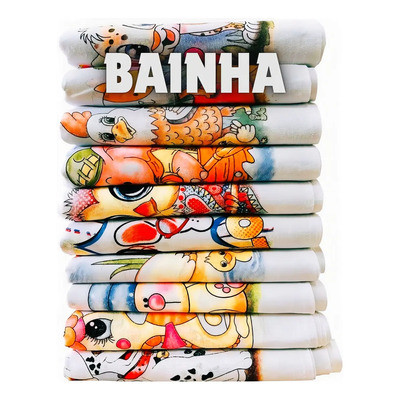 Pano De Prato Atacado Kit 10 Peças Algodão Bainha Lateral Cor Branco Estampado | MercadoLivre