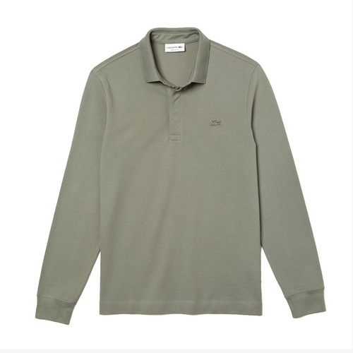 Chomba Polo Hombre Lacoste Paris Lisa Manga Larga Verde Mi