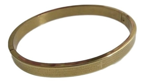 Pulseira Pai Nosso Dourado Masculina Aço Steel 316l