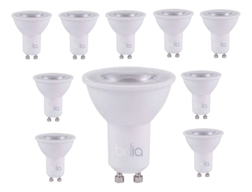 Kit10 Lampada Led Dicroica Mr16 3w 4w Gu10 Brilia