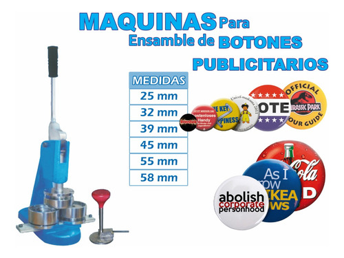 Maquina Botones Publicitarios Desde 25 A 58 Mm Botón Redondo